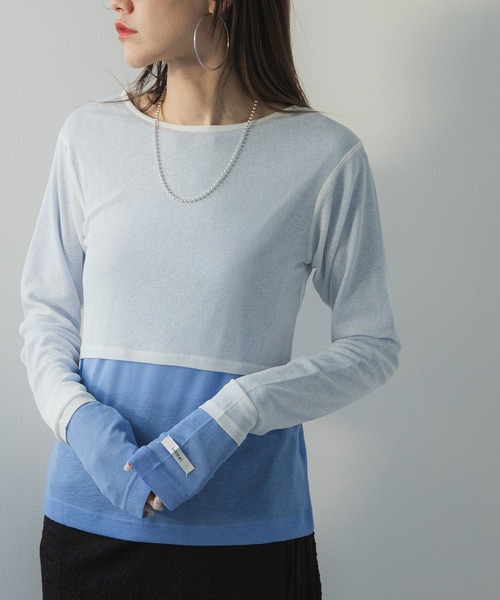 bohmal(ボマール)の「前後2WAYロングシアートップス【大きいサイズ有り】(Tシャツ/カットソー・レディース・ブルー/グレー/ライム/ホワイト/ブラック/ピンク・M~L/LL~3L)」の18枚目の写真