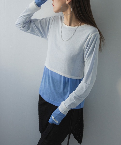 bohmal(ボマール)の「前後2WAYロングシアートップス【大きいサイズ有り】(Tシャツ/カットソー・レディース・ブルー/グレー/ライム/ホワイト/ブラック/ピンク・M~L/LL~3L)」の19枚目の写真