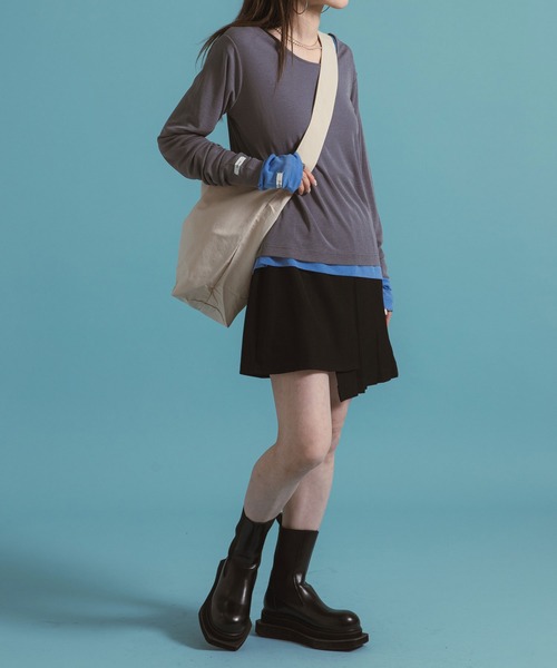 bohmal(ボマール)の「前後2WAYロングシアートップス【大きいサイズ有り】(Tシャツ/カットソー・レディース・ブルー/グレー/ライム/ホワイト/ブラック/ピンク・M~L/LL~3L)」の14枚目の写真