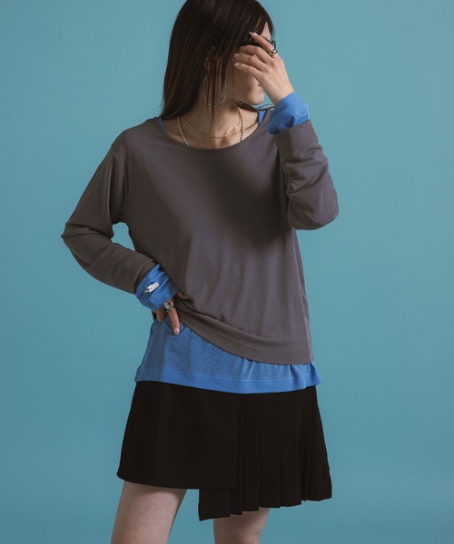 bohmal(ボマール)の「前後2WAYロングシアートップス【大きいサイズ有り】(Tシャツ/カットソー・レディース・ブルー/グレー/ライム/ホワイト/ブラック/ピンク・M~L/LL~3L)」の15枚目の写真