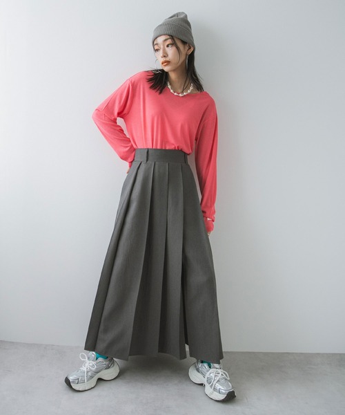 bohmal(ボマール)の「前後2WAYシアーロングトップス【大きいサイズ有り】(Tシャツ/カットソー・レディース・ブルー/グレー/ライム/ホワイト/ブラック/ピンク・M~L/LL~3L)」の21枚目の写真