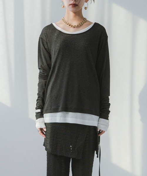 bohmal(ボマール)の「前後2WAYロングシアートップス【大きいサイズ有り】(Tシャツ/カットソー・レディース・ブルー/グレー/ライム/ホワイト/ブラック/ピンク・M~L/LL~3L)」の15枚目の写真
