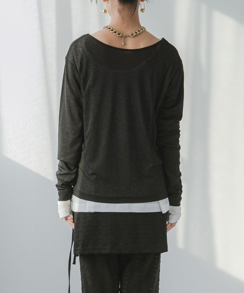 bohmal(ボマール)の「前後2WAYロングシアートップス【大きいサイズ有り】(Tシャツ/カットソー・レディース・ブルー/グレー/ライム/ホワイト/ブラック/ピンク・M~L/LL~3L)」の16枚目の写真