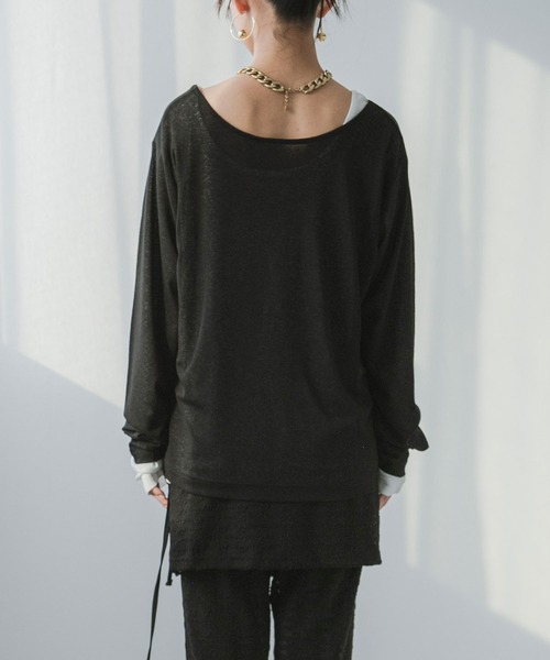bohmal(ボマール)の「前後2WAYロングシアートップス【大きいサイズ有り】(Tシャツ/カットソー・レディース・ブルー/グレー/ライム/ホワイト/ブラック/ピンク・M~L/LL~3L)」の11枚目の写真