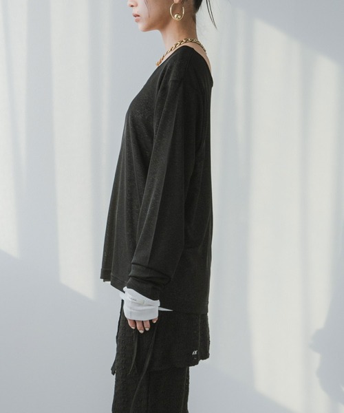bohmal(ボマール)の「前後2WAYロングシアートップス【大きいサイズ有り】(Tシャツ/カットソー・レディース・ブルー/グレー/ライム/ホワイト/ブラック/ピンク・M~L/LL~3L)」の12枚目の写真