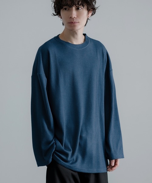 improves（インプローブス）の「裾ラウンド ワッフル ロンT（Tシャツ/カットソー・メンズ・カーキ/ワイン/アイボリー/ブラック/ブルー・MEDIUM/LARGE）」の4枚目の写真