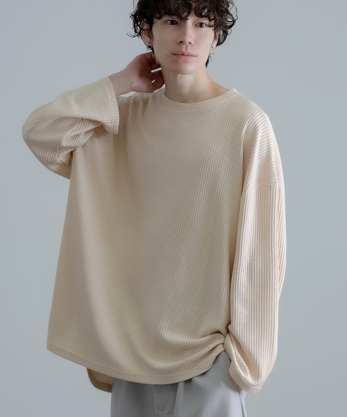 improves（インプローブス）の「裾ラウンド ワッフル ロンT（Tシャツ/カットソー・メンズ・カーキ/ワイン/アイボリー/ブラック/ブルー・MEDIUM/LARGE）」の2枚目の写真