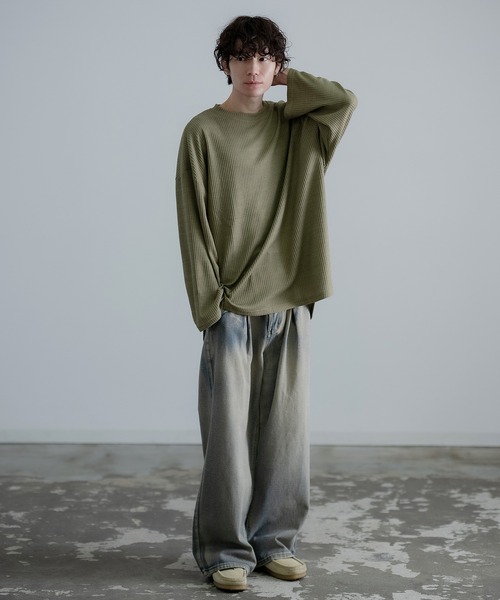 improves（インプローブス）の「裾ラウンド ワッフル ロンT（Tシャツ/カットソー・メンズ・カーキ/ワイン/アイボリー/ブラック/ブルー・MEDIUM/LARGE）」の17枚目の写真