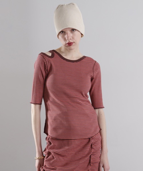 tシャツ (CREOLME)マルチボーダートップス レディース セール】(CREOLME)マルチボーダートップス（Tシャツ/カットソー