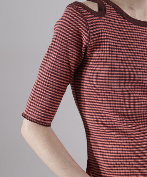 tシャツ (CREOLME)マルチボーダートップス レディース セール】(CREOLME)マルチボーダートップス（Tシャツ/カットソー