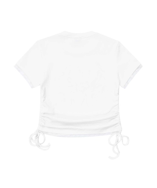 HOOK（フック）の「【HOOK】for　girls　裾シャーリングリボンプリント半袖TEE (SS)（Tシャツ/カットソー・レディース・ブラック/ホワイト/ピンク・SMALL/MEDIUM）」の6枚目の写真