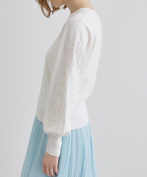 grove（グローブ）の「袖コード刺繍ニットプルオーバー（ニット/セーター・レディース・オフホワイト/ネイビー/ブルーグリーン・02/03/01/05/04）」の9枚目の写真