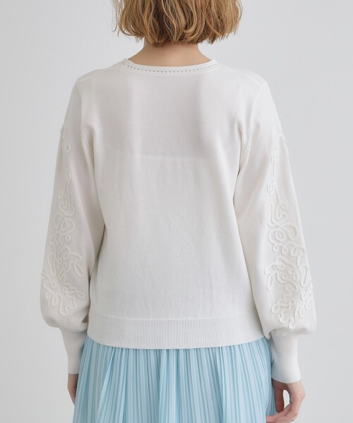grove（グローブ）の「袖コード刺繍ニットプルオーバー（ニット/セーター・レディース・オフホワイト/ネイビー/ブルーグリーン・02/03/01/05/04）」の10枚目の写真