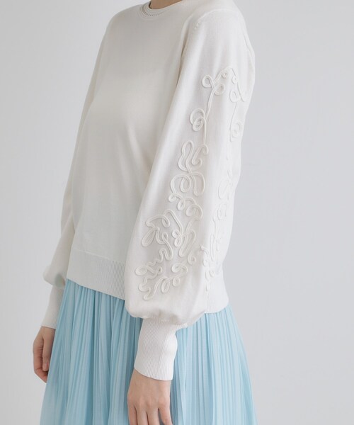 grove（グローブ）の「袖コード刺繍ニットプルオーバー（ニット/セーター・レディース・オフホワイト/ネイビー/ブルーグリーン・02/03/01/05/04）」の12枚目の写真