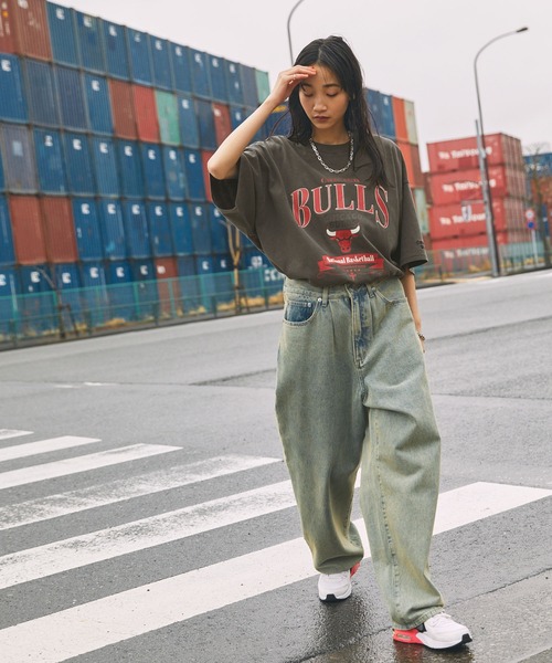 NBA/エヌビーエー 別注 ロゴ刺繍/プリント ピグメント加工ビッグ