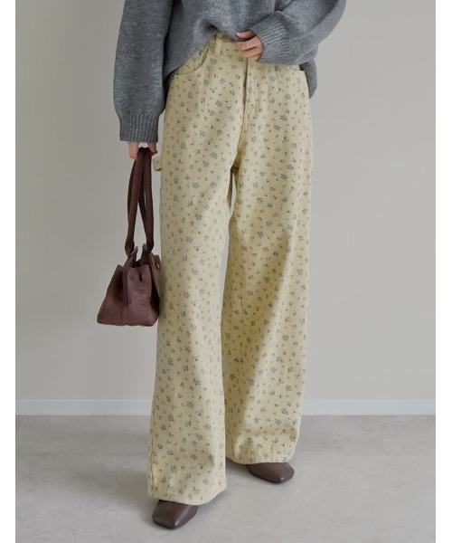 Re:EDIT（リエディ）の「[低身長/高身長サイズ有]花柄or無地カツラギワークデザインペインターパンツ（その他パンツ・レディース・ブラック/アイボリー/グレー系その他/ベージュ/ベージュ系その他・SHORT/MEDIUM/TALL/LARGE）」の5枚目の写真