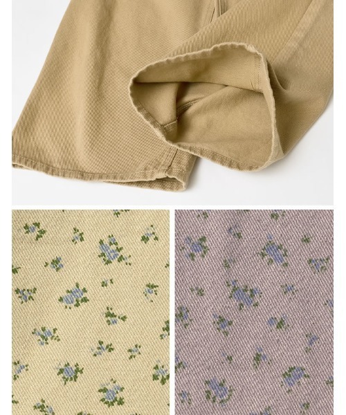 セール】[低身長/高身長サイズ有]花柄or無地カツラギワークデザイン