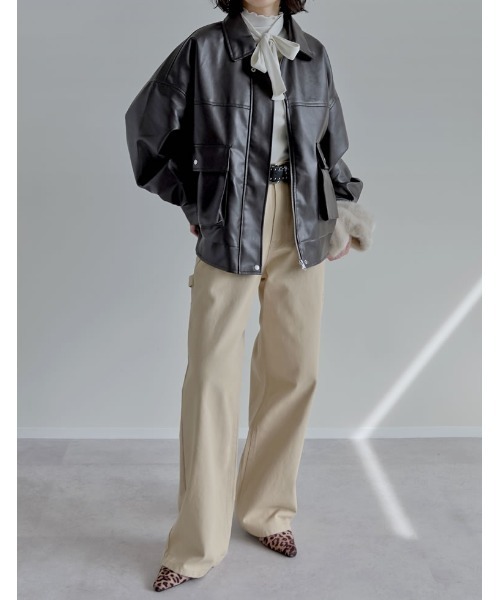 Re:EDIT（リエディ）の「[低身長/高身長サイズ有]花柄or無地カツラギワークデザインペインターパンツ（その他パンツ・レディース・ブラック/アイボリー/グレー系その他/ベージュ/ベージュ系その他・SHORT/MEDIUM/TALL/LARGE）」の19枚目の写真