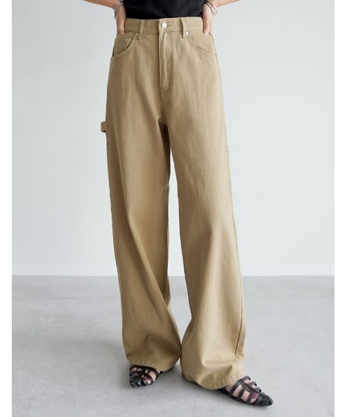 Re:EDIT（リエディ）の「[低身長/高身長サイズ有]花柄or無地カツラギワークデザインペインターパンツ（その他パンツ・レディース・ブラック/アイボリー/グレー系その他/ベージュ/ベージュ系その他・SHORT/MEDIUM/TALL/LARGE）」の15枚目の写真