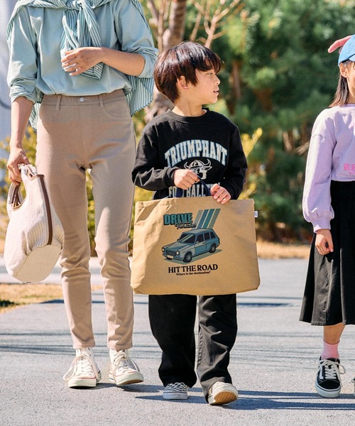 FOUND GOOD（ファウンドグッド）の「K/CARレッスントート（トートバッグ・キッズ・ベージュ/グレー系5・FREE）」の4枚目の写真