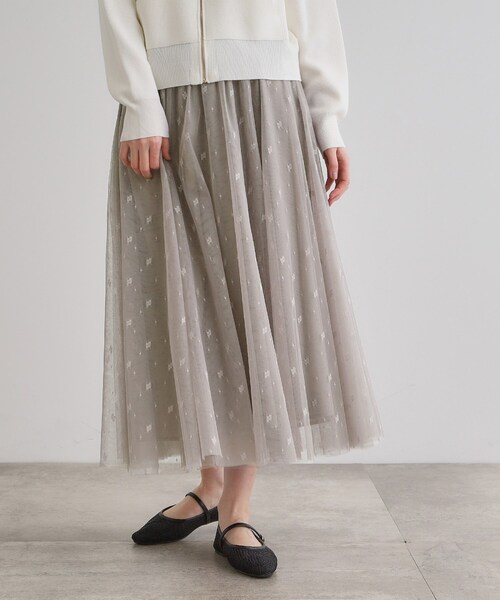 grove（グローブ）の「幾何柄チュールスカート（スカート・レディース・ライトグレー/ブラック/ナチュラル・03/02/05/01/04）」の3枚目の写真