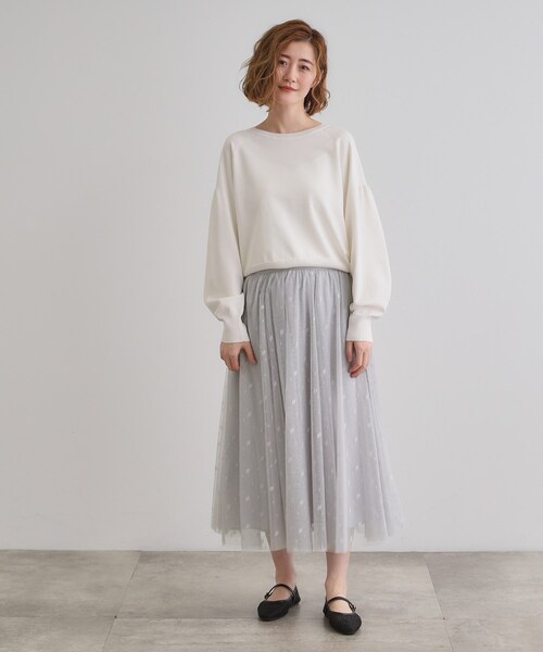 grove（グローブ）の「幾何柄チュールスカート（スカート・レディース・ライトグレー/ブラック/ナチュラル・03/02/05/01/04）」の5枚目の写真