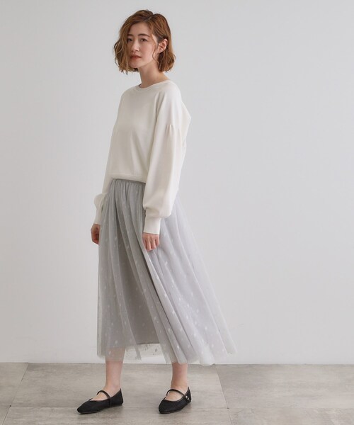 grove（グローブ）の「幾何柄チュールスカート（スカート・レディース・ライトグレー/ブラック/ナチュラル・03/02/05/01/04）」の6枚目の写真