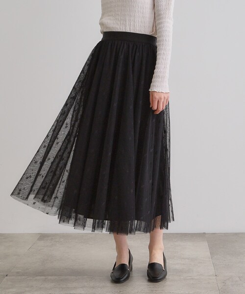 grove（グローブ）の「幾何柄チュールスカート（スカート・レディース・ライトグレー/ブラック/ナチュラル・03/02/05/01/04）」の8枚目の写真