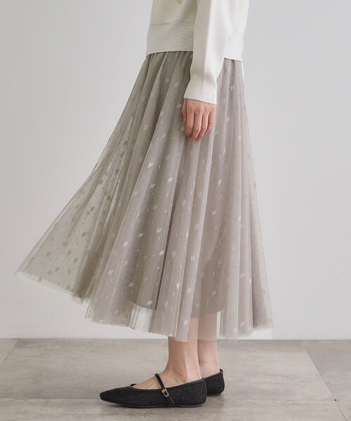 grove（グローブ）の「幾何柄チュールスカート（スカート・レディース・ライトグレー/ブラック/ナチュラル・03/02/05/01/04）」の12枚目の写真