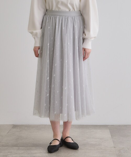 grove（グローブ）の「幾何柄チュールスカート（スカート・レディース・ライトグレー/ブラック/ナチュラル・03/02/05/01/04）」の16枚目の写真