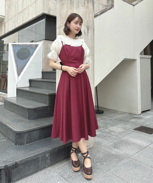 an another angelus（アンアナザーアンジェラス）の「バックカッティングキャミワンピース（ワンピース・レディース・トップグレー/ブルーグリーン/ネイビー/ライトグリーン/レッド/ブラウン・FREE）」の6枚目の写真