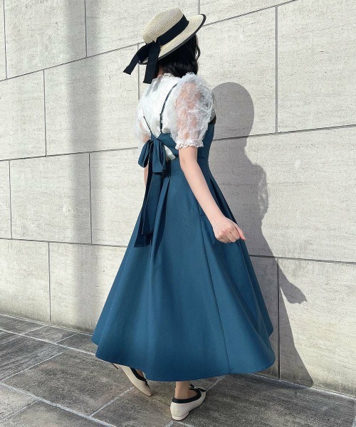 an another angelus（アンアナザーアンジェラス）の「バックカッティングキャミワンピース（ワンピース・レディース・トップグレー/ブルーグリーン/ネイビー/ライトグリーン/レッド/ブラウン・FREE）」の5枚目の写真