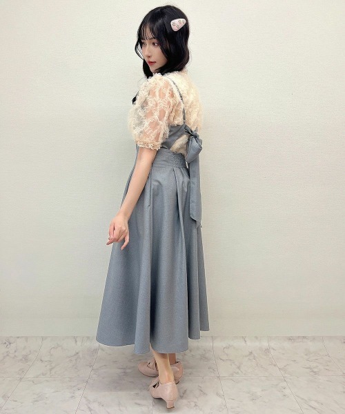 an another angelus（アンアナザーアンジェラス）の「バックカッティングキャミワンピース（ワンピース・レディース・トップグレー/ブルーグリーン/ネイビー/ライトグリーン/レッド/ブラウン・FREE）」の2枚目の写真