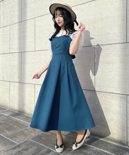 an another angelus（アンアナザーアンジェラス）の「バックカッティングキャミワンピース（ワンピース・レディース・トップグレー/ブルーグリーン/ネイビー/ライトグリーン/レッド/ブラウン・FREE）」の13枚目の写真