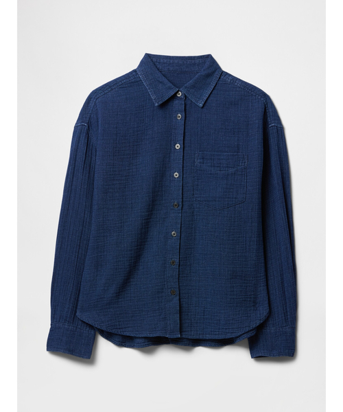 GAP(ギャップ)の「ガーゼ オーバーサイズシャツ(シャツ/ブラウス・レディース・インディゴブルー・XXS/XS/L/M/S)」の4枚目の写真