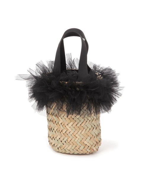 kakatoo(カカトゥ)の「【kakatoo(カカトゥ)】チュールフリンジミニカゴバッグ(かごバッグ・レディース・グレー/ブラック・FREE)」の17枚目の写真