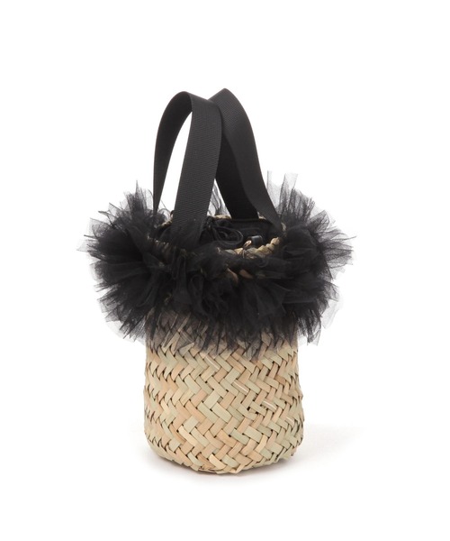 kakatoo(カカトゥ)の「【kakatoo(カカトゥ)】チュールフリンジミニカゴバッグ(かごバッグ・レディース・グレー/ブラック・FREE)」の18枚目の写真