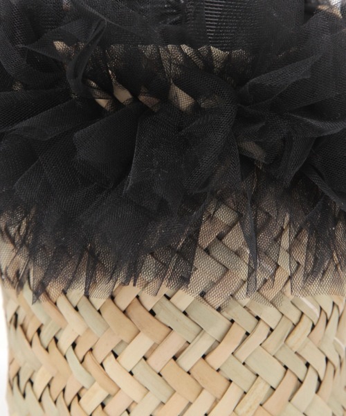 kakatoo(カカトゥ)の「【kakatoo(カカトゥ)】チュールフリンジミニカゴバッグ(かごバッグ・レディース・グレー/ブラック・FREE)」の11枚目の写真