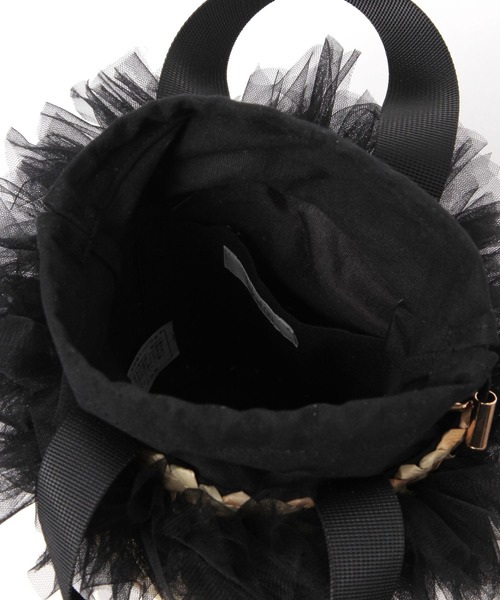 kakatoo(カカトゥ)の「【kakatoo(カカトゥ)】チュールフリンジミニカゴバッグ(かごバッグ・レディース・グレー/ブラック・FREE)」の13枚目の写真