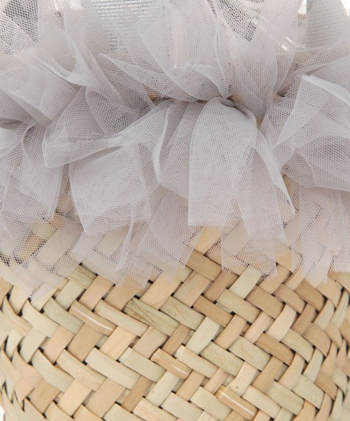 kakatoo(カカトゥ)の「【kakatoo(カカトゥ)】チュールフリンジミニカゴバッグ(かごバッグ・レディース・グレー/ブラック・FREE)」の15枚目の写真