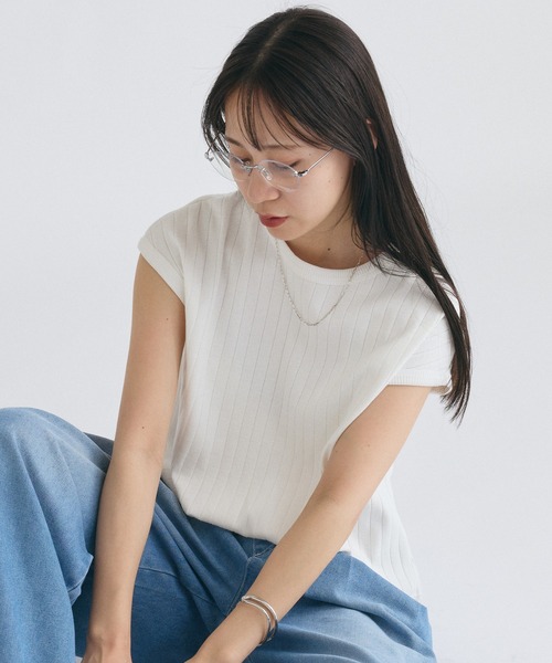 COLONY 2139(コロニートゥーワンスリーナイン)の「ワイドリブフレンチスリーブTシャツ(Tシャツ/カットソー・レディース・モカ/オフホワイト/ブラック/カーキ・FREE)」の2枚目の写真