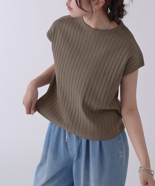 COLONY 2139(コロニートゥーワンスリーナイン)の「ワイドリブフレンチスリーブTシャツ(Tシャツ/カットソー・レディース・モカ/オフホワイト/ブラック/カーキ・FREE)」の1枚目の写真