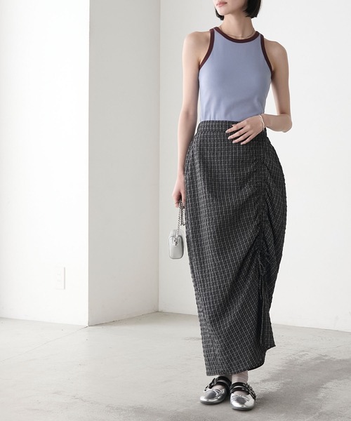 クロス&クロスリブタンク forksy.】カップ付き バイカラー リブタンクトップ forksy