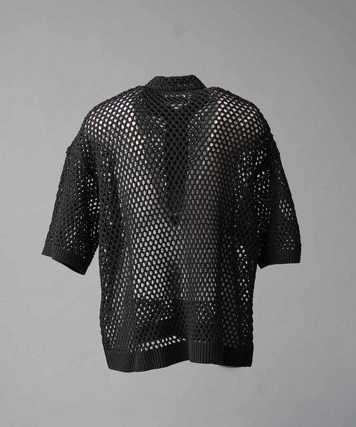 【MAISON SPECIAL】 黒 メッシュトップス新品タグ付き MAISON SPECIAL(メゾンスペシャル)｜【UNISEX】HYPNOSE刺しゅう
