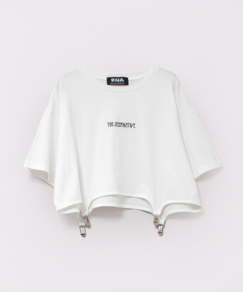 RNA(アールエヌエー)の「M2458 ガーターベルトショートT(Tシャツ/カットソー・レディース・ホワイト/ブラック/杢グレー・MEDIUM)」の8枚目の写真