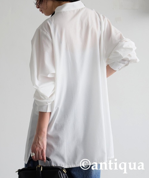 antiqua(アンティカ)の「タイレイヤードシャツ(シャツ/ブラウス・レディース・ブラック/ホワイト・ONESIZE)」の6枚目の写真