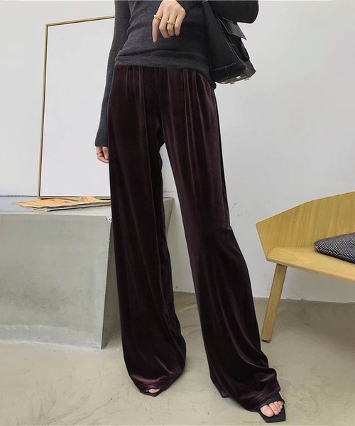 DECADE CLASSIC(ディケイド クラシック)の「【DECADE CLASSIC】ベルベットワイドパンツ(その他パンツ・レディース・ブラック/ネイビー/ブラウン・MEDIUM/LARGE)」の3枚目の写真
