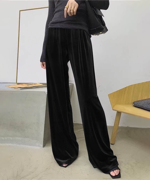 DECADE CLASSIC(ディケイド クラシック)の「【DECADE CLASSIC】ベルベットワイドパンツ(その他パンツ・レディース・ブラック/ネイビー/ブラウン・MEDIUM/LARGE)」の2枚目の写真