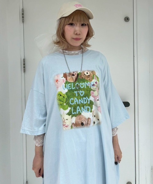 Candy Stripper(キャンディストリッパー)の「CANDY LAND BIG BIG Tシャツ(Tシャツ/カットソー・レディース・オフホワイト/ライトブルー/ブラック/ピンク・FREE)」の14枚目の写真