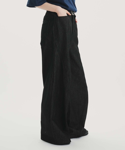 selle glant(セレグランテ)の「RIGID DENIM 3D CURVE BAGGY PANTS/リジットデニム3Dカーブバギーパンツ(デニムパンツ・メンズ・ブラック/ダークインディゴブルー・SMALL/MEDIUM/LARGE)」の5枚目の写真